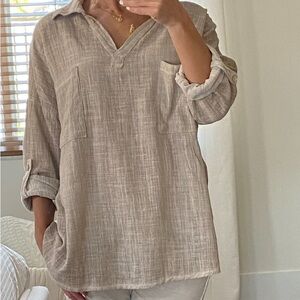 Oversized Linen-Blend Shirt – Made in Italy –